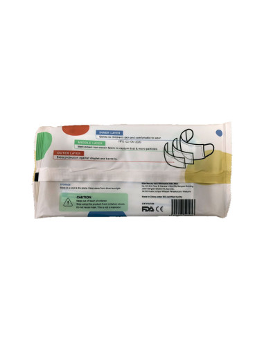 PAQUETE DE 5 MASCARILLAS HIGIÉNICAS DE 3 CAPAS PARA NIÑOS