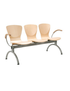 BANCADA DE MADERA  POZOLORENTE 3 PLAZAS CON BRAZOS 2