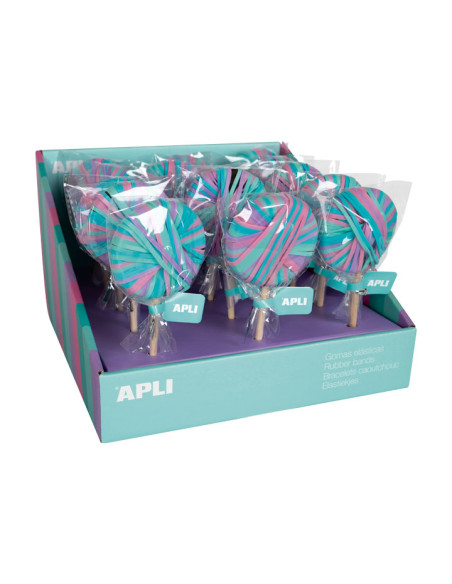 EXPOSITOR 15 u. PIRULETAS DE GOMAS ELÁSTICAS APLI NORDIK COLLECTION