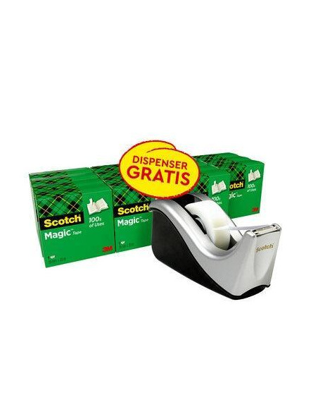 PACK 16 ROLLOS CINTA ADHESIVA SCOTCH MAGIC 19mmx33m