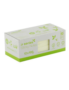 CAJA 12 BLOCS NOTAS ADHESIVAS RECICLADAS A-SERIES 75x75mm