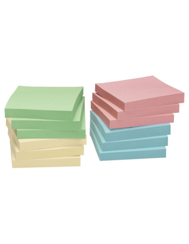 CAJA 12 BLOCS NOTAS ADHESIVAS RECICLADAS A-SERIES COLORES 75x75mm