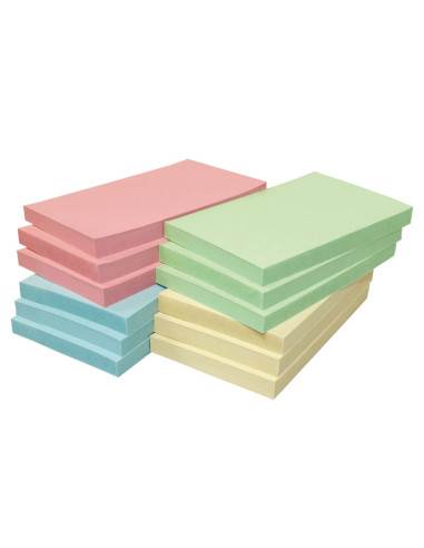 CAJA 12 BLOCS NOTAS ADHESIVAS RECICLADAS A-SERIES COLORES 125x75mm