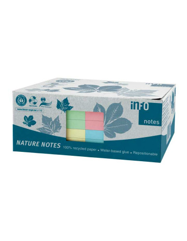 CAJA 12 BLOCS NOTAS ADHESIVAS RECICLADAS A-SERIES COLORES 125x75mm