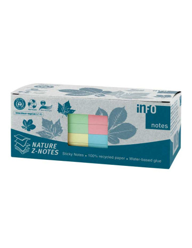 CAJA 12 BLOCS DE NOTAS A-SERIES Z-NOTES 75x75mm COLORES