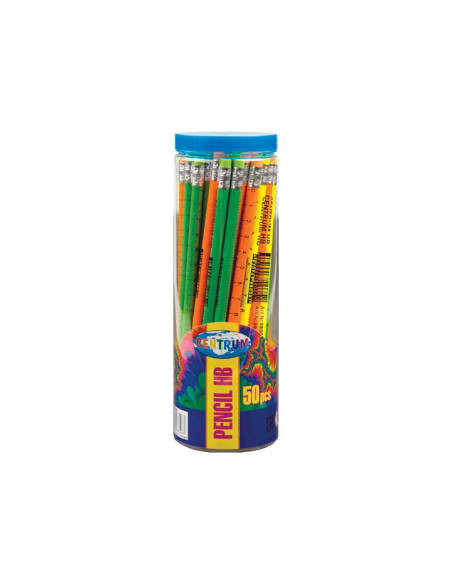 LAPIZ de GRAFITO CENTRUM con GOMA HB COLORES SURTIDOS BOTE DE 50