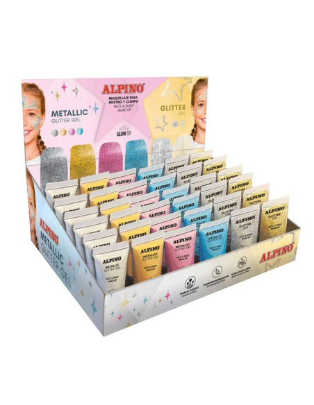 EXPOSITOR 36 BOTES MAQUILLAJE ALPINO GLITTER