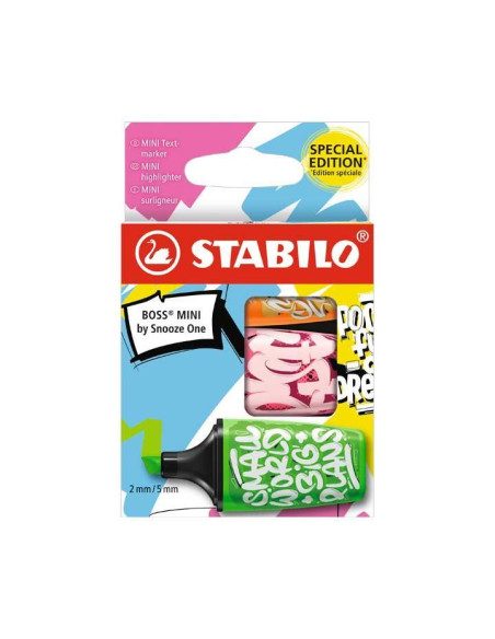 MARCADOR FLUOR STABILO BOSS MINI 07 BY SOOZE ONE ESTUCHE DE 3 verde rosa naranja