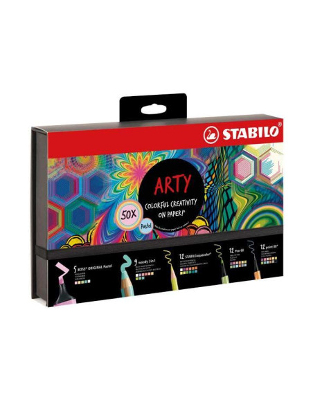 SET CREATIVO 50 PIEZAS STABILO ARTY PASTEL