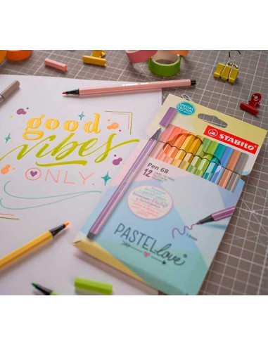 ROTULADOR FIBRA STABILO PEN 68 PASTEL LOVE ESTUCHE de CARTON de 12