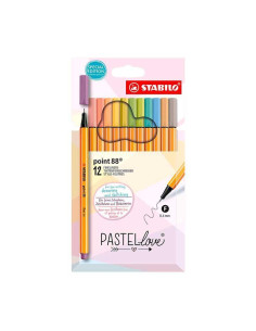 ESTUCHE CARTÓN 12 ROTULADORES STABILO POINT 88 PASTELLOVE