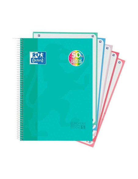 OXFORD CUADERNO CLASSIC EUROPEANBOOK 5 MICROPERFORADO 120H 50 GRATIS A4 5X5 TAPA EXTRADURA ICE MINT