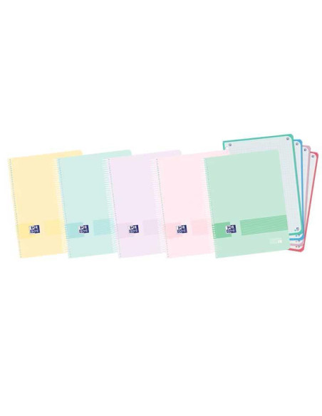 OXFORD CUADERNO LIVE&GO EUREPEANBOOK 4 MICROPERFORADO 120H A5 5X5MM TAPA DE PLÁSTICO CSURTIDOS PASTEL
