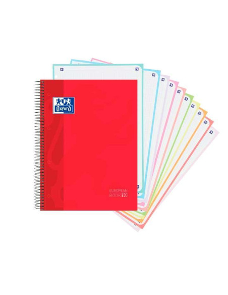 BLOC OXFORD SCHOOL EUBOOK 10 microtapa EXTRA A4 150h CUADRIC5x5 90g ROJO