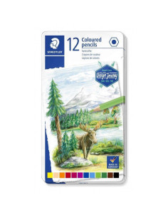 CAJA DE METAL 12 LÁPICES STAEDTLER COLOR 146C DESIGN JOURNEY