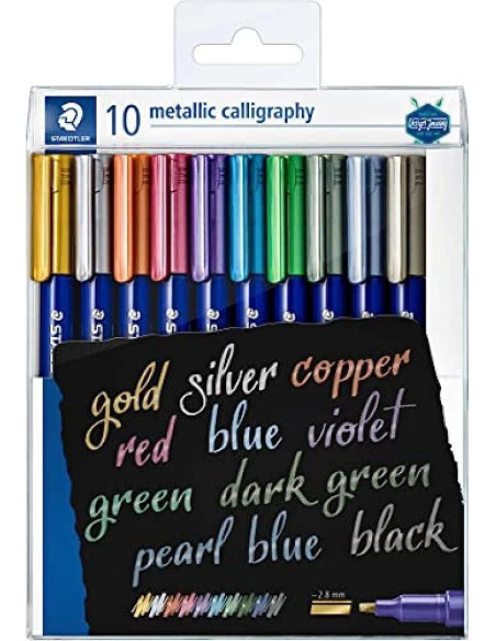 ROTULADOR FIBRA STAEDTLER METALLIC CALLIGRAPHY CALIGRAFIA SURTIDO ESTUCHE de 10