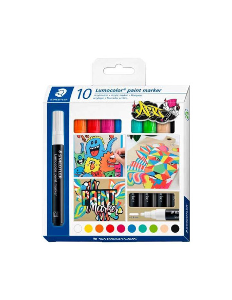 ESTUCHE 10 ROTULADORES STAEDTLER LUMOCOLOR PAINT MARKER