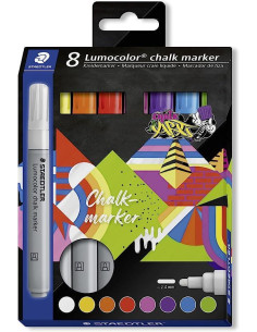 ESTUCHE 8 ROTULADORES STAEDTLER LUMOCOLOR CHALK MARKER
