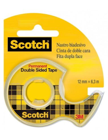 CINTA ADHESIVA SCOTCH DOBLE CARA 12mm x 6m CON DISPENSADOR