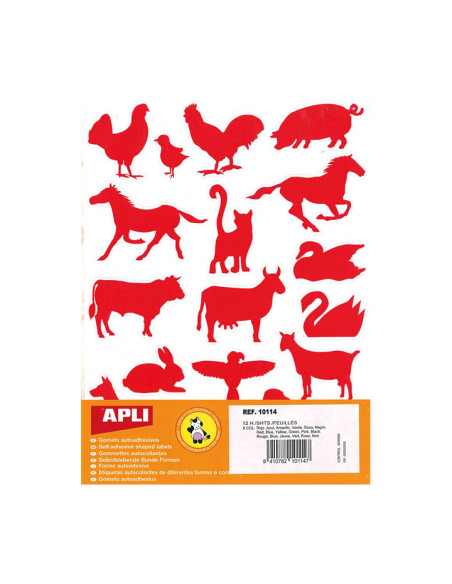 GOMETS APLI  BOLSA 12h ANIMALES GRANJA 6 colsurtAM-AZ-NG-RJ-RS-VD 204 uds 10114