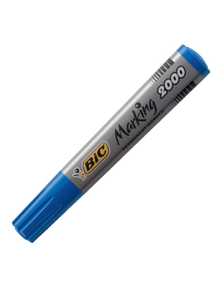 BIC MARCADOR PERMANENTE MARKING 2000 PUNTA REDONDA AZUL CAJA 12 UD