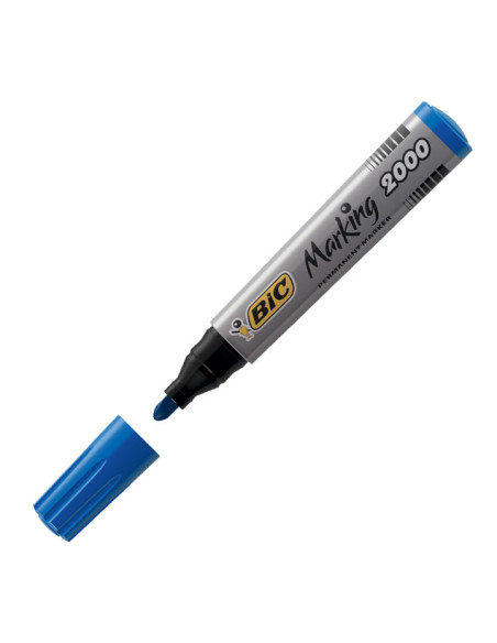 BIC MARCADOR PERMANENTE MARKING 2000 PUNTA REDONDA AZUL CAJA 12 UD