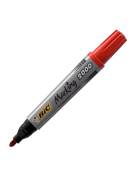 BIC MARCADOR PERMANENTE MARKING 2000 PUNTA REDONDA ROJO CAJA 12 UD