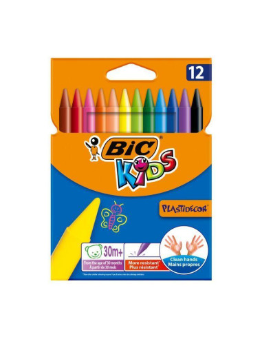 ESTUCHE 12 CERAS BIC KIDS PLASTIDECOR