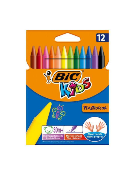ESTUCHE 12 CERAS BIC KIDS PLASTIDECOR