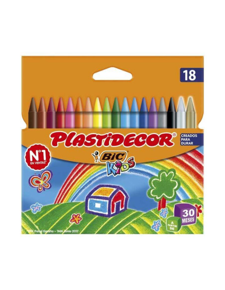 ESTUCHE 18 CERAS BIC KIDS PLASTIDECOR