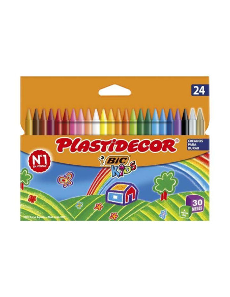 ESTUCHE 24 CERAS BIC KIDS PLASTIDECOR