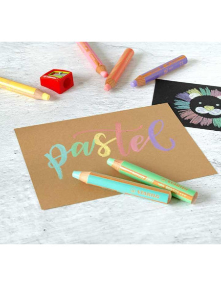 ESTUCHE 6 LÁPICES DE COLOR STABILO® WOODY 3 EN 1 PASTEL + SACAPUNTAS