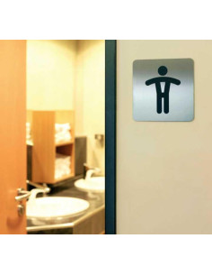 PICTOGRAMA ACERO DURABLE CUADRADO WC HOMBRES 2