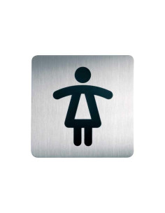 PICTOGRAMA ACERO DURABLE CUADRADO WC MUJERES