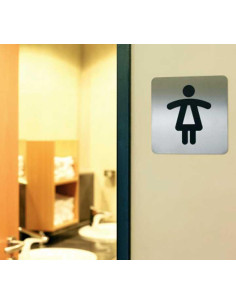 PICTOGRAMA ACERO DURABLE CUADRADO WC MUJERES 2