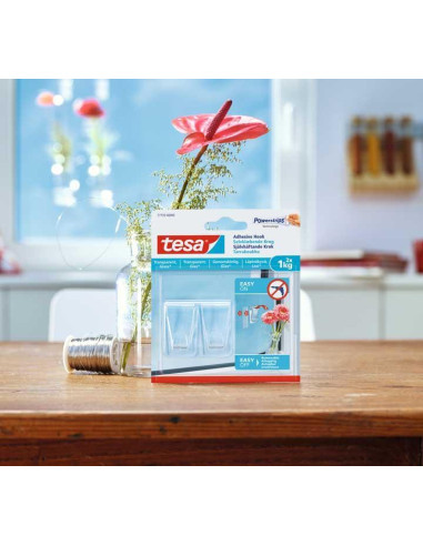 BLÍSTER 2 GANCHOS TESA PARA VIDRIO