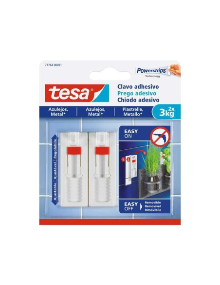 BLÍSTER 2 CLAVOS TESA PARA AZULEJOS 3kg AJUSTABLE