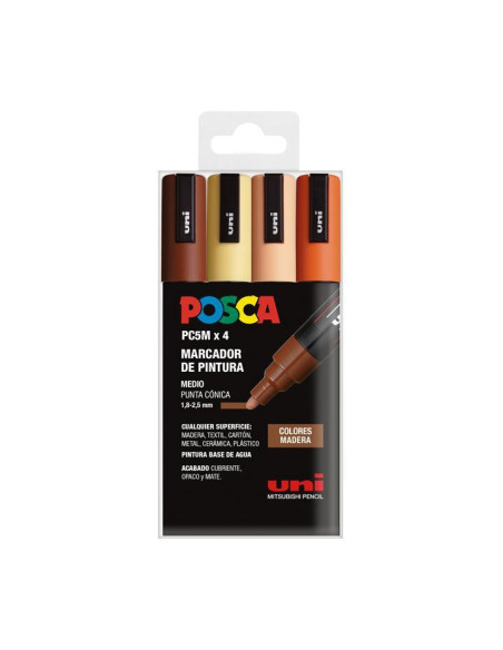 MARCADOR TOPACA NO PERM UNI POSCA  18 PC-5M  SURTIDO COLORES MADERA BLISTER DE 4 1x 264192000 NARANJA 1x 264275000 NARANJA CLARO