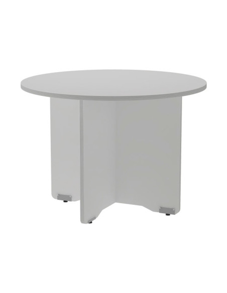 MESA ROCADA CIRCULAR Y PIE PANEL SERIE MEETING COL ALUMINIO - GRIS 100 CM
