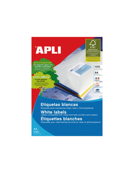 APLI ETIQUETAS ADHESIVAS CIRCULARES Ø60MM INKJETLÁSER 12 X 100H BLANCO