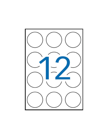 APLI ETIQUETAS ADHESIVAS CIRCULARES Ø60MM INKJETLÁSER 12 X 100H BLANCO