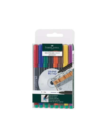 ESTUCHE 8 ROTULADORES PERMANENTE FABER CASTELL MULTIMARK 06mm