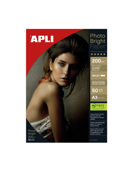 PAQUETE 50h PAPEL APLI PHOTO BRIGHT A3