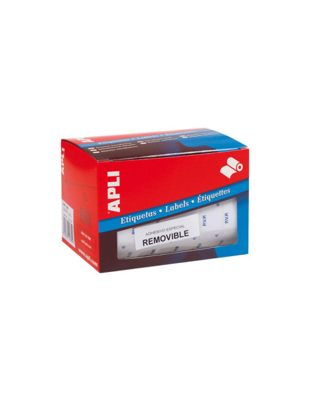APLI ETIQUETAS REMOVIBLES PARA PRECIOS IMPRESAS PVP 16X22MM ESCRITURA MANUAL ROLLO DE 2520 BLANCO