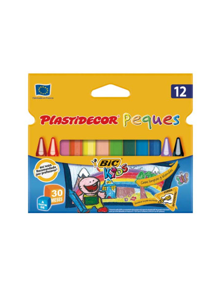 CAJA 12 LÁPICES CERA BIC KIDS PLASTIDECOR TRIANGLE