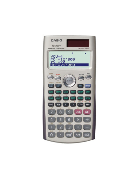 CASIO CALCULADORA CIENTÍFICA FC-200V-2 SOLARPILAS PROGRAMABLE 4 LÍNEAS LCD 102 Y 15 DÍGITOS NEGRO