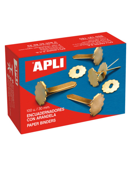 CAJA 100 ENCUADERNADORES APLI CON ARANDELA 30mm