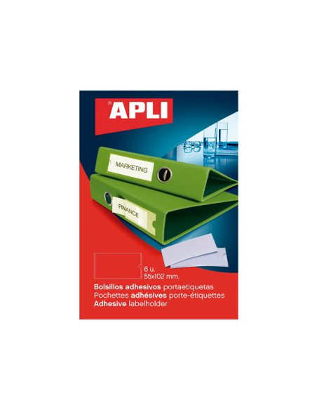 PACK 6 BOLSILLOS AUTOADHESIVOS APLI 56x102
