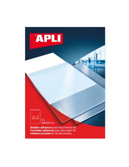 PACK 6 BOLSILLOS AUTOADHESIVOS APLI 158x218