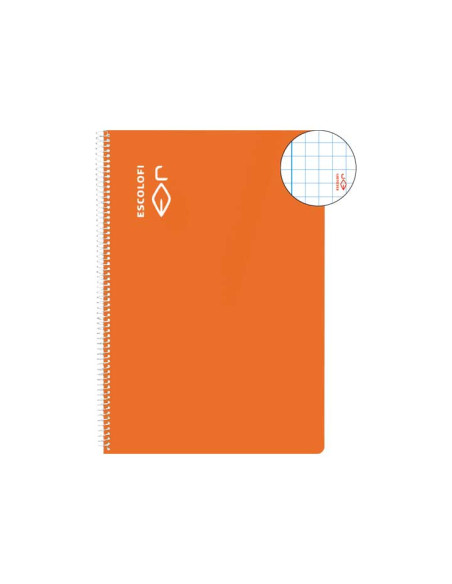 BLOC ESCOLOFI tapa DURA A4 80h CUADRIC5x5 70g CMARGEN NARANJA